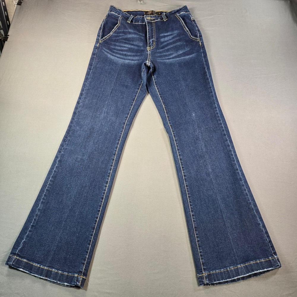 Lucky & Blessed L&B Palazzo Flare Jeans Dark Wash High Rise Wide Leg Size 10